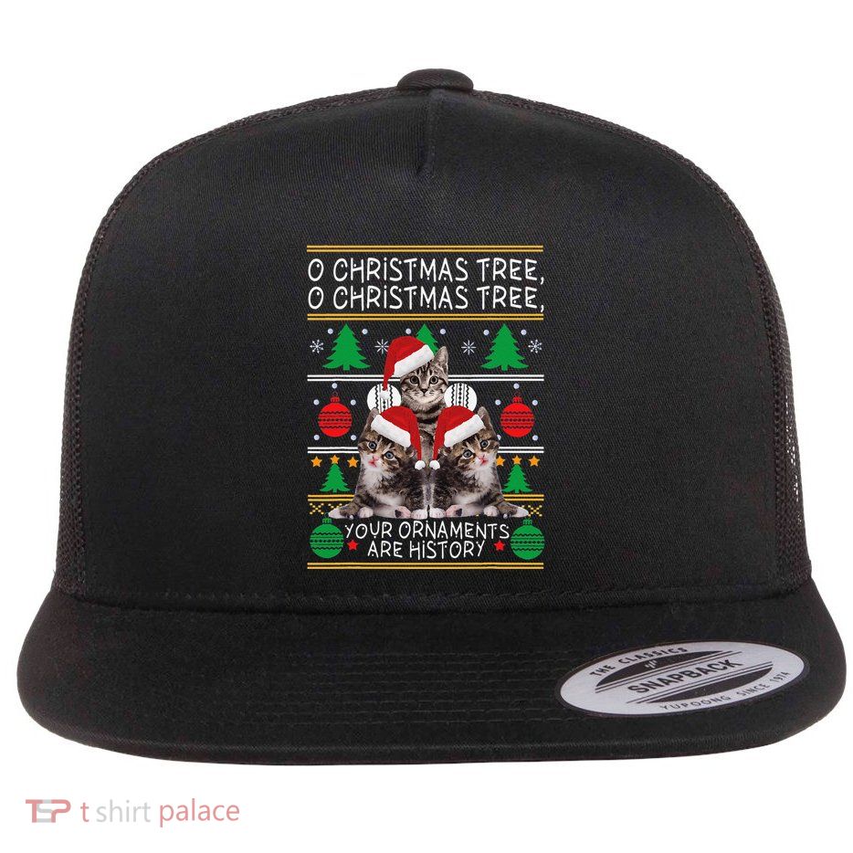 Cats Christmas Funny Ornaments Pajama Family Gift Flatbill Hat