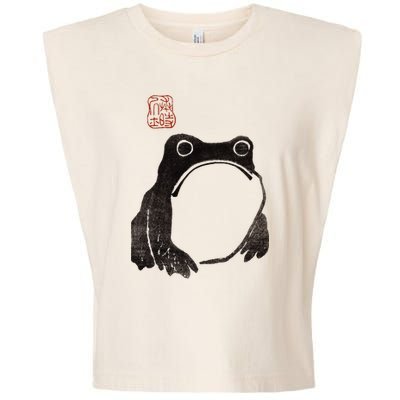 Cute Cottagecore Frog Grumpy Japanese Frog Garment-Dyed Women's Muscle Tee