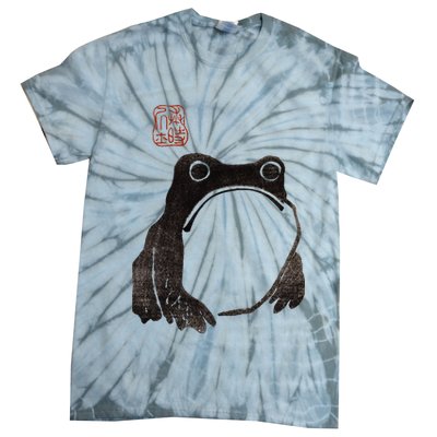 Cute Cottagecore Frog Grumpy Japanese Frog Tie-Dye T-Shirt