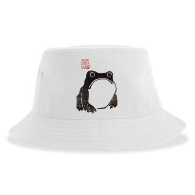 Cute Cottagecore Frog Grumpy Japanese Frog Sustainable Bucket Hat