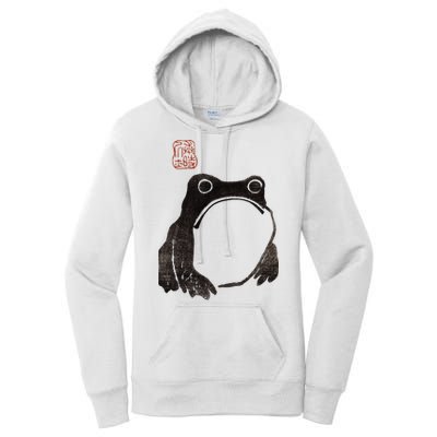 Cute Cottagecore Frog Grumpy Japanese Frog Women's Pullover Hoodie