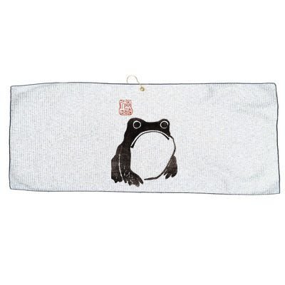 Cute Cottagecore Frog Grumpy Japanese Frog Large Microfiber Waffle Golf Towel