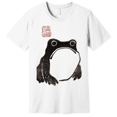 Cute Cottagecore Frog Grumpy Japanese Frog Premium T-Shirt