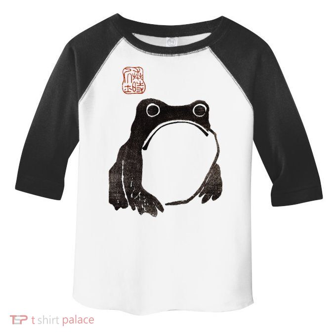 Cute Cottagecore Frog Grumpy Japanese Frog Toddler Fine Jersey T-Shirt
