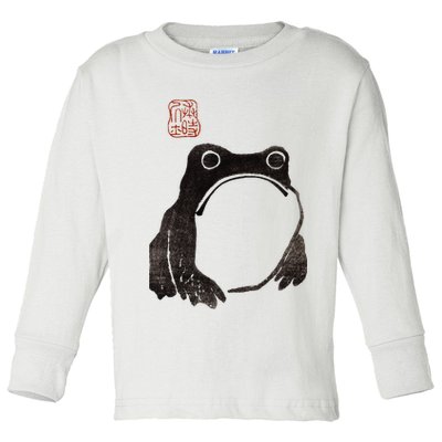 Cute Cottagecore Frog Grumpy Japanese Frog Toddler Long Sleeve Shirt