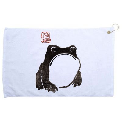 Cute Cottagecore Frog Grumpy Japanese Frog Grommeted Golf Towel