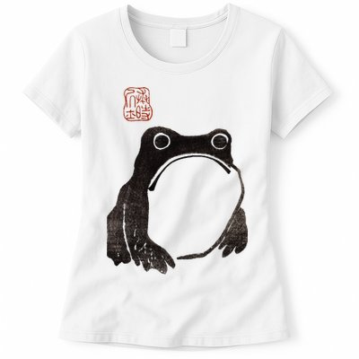 Cute Cottagecore Frog Grumpy Japanese Frog Womens T-Shirt