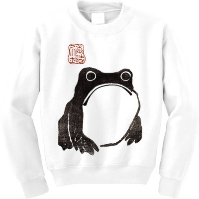 Cute Cottagecore Frog Grumpy Japanese Frog Kids Sweatshirt