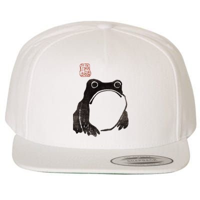 Cute Cottagecore Frog Grumpy Japanese Frog Wool Snapback Cap