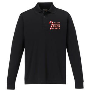 Candy Cane Funny Christmas Joke That WonT By Itself Funny Gift Performance Long Sleeve Polo