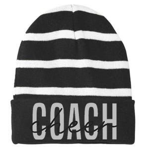 Cheer Coach Funny Design Cute Cheer Coach Cool Coaching Striped Beanie with Solid Band