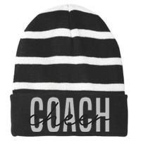 Cheer Coach Funny Design Cute Cheer Coach Cool Coaching Striped Beanie with Solid Band