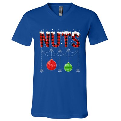 ChestNuts Christmas Funny Matching Couple Outfit Nuts V-Neck T-Shirt