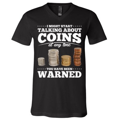 Coin Collecting Funny Coin Collector V-Neck T-Shirt