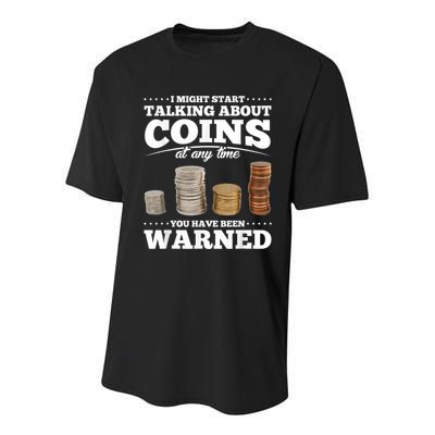 Coin Collecting Funny Coin Collector Youth Performance Sprint T-Shirt