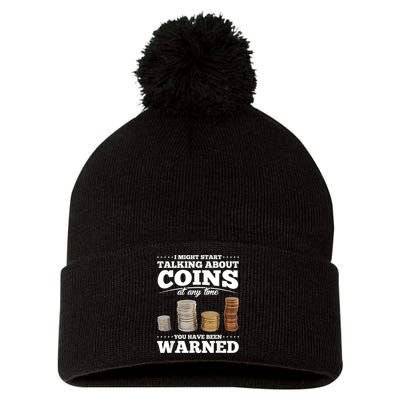 Coin Collecting Funny Coin Collector Pom Pom 12in Knit Beanie