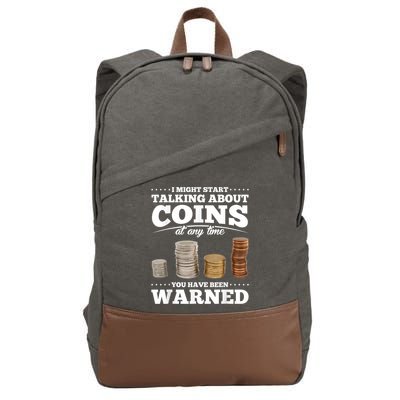 Coin Collecting Funny Coin Collector Cotton Canvas Backpack