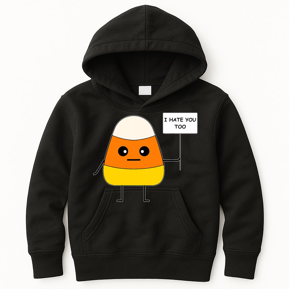 Candy Corn Funny I Hate You Too Team Candy Corn Kids Hoodie