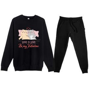 Cat Couple Funny Gift Love Is Love Funny Gift Valentine's Day Gift Premium Crewneck Sweatsuit Set