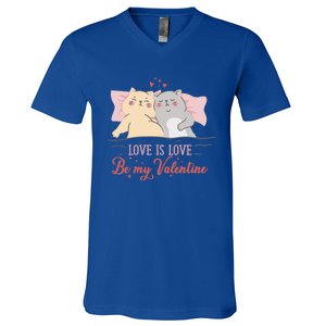 Cat Couple Funny Gift Love Is Love Funny Gift Valentine's Day Gift V-Neck T-Shirt