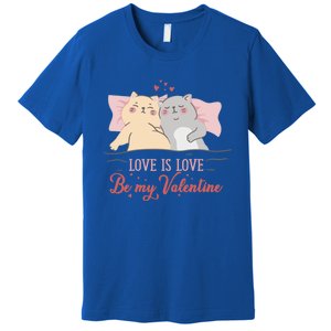 Cat Couple Funny Gift Love Is Love Funny Gift Valentine's Day Gift Premium T-Shirt