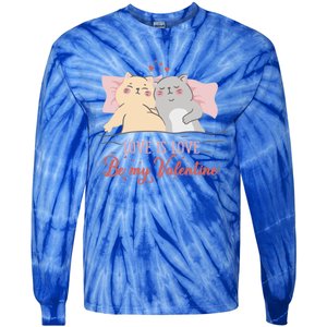 Cat Couple Funny Gift Love Is Love Funny Gift Valentine's Day Gift Tie-Dye Long Sleeve Shirt