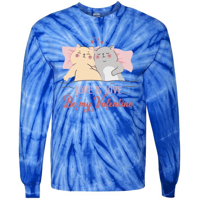 Cat Couple Funny Gift Love Is Love Funny Gift Valentine's Day Gift Tie-Dye Long Sleeve Shirt