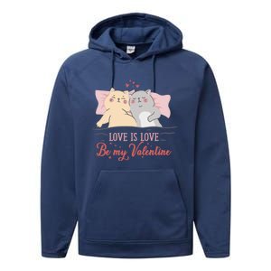 Cat Couple Funny Gift Love Is Love Funny Gift Valentine's Day Gift Performance Fleece Hoodie