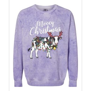 Cow Christmas Funny Mooey Xmas Lights Colorblast Crewneck Sweatshirt