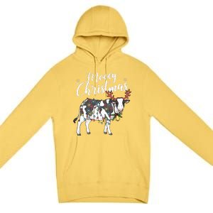 Cow Christmas Funny Mooey Xmas Lights Premium Pullover Hoodie