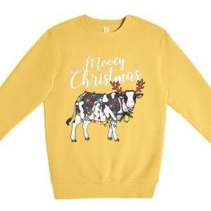 Cow Christmas Funny Mooey Xmas Lights Premium Crewneck Sweatshirt