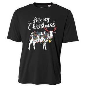 Cow Christmas Funny Mooey Xmas Lights Cooling Performance Crew T-Shirt