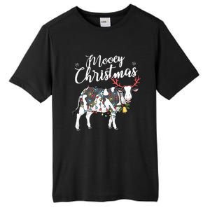 Cow Christmas Funny Mooey Xmas Lights Tall Fusion ChromaSoft Performance T-Shirt