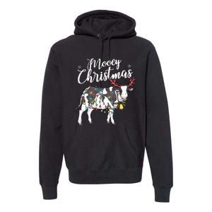 Cow Christmas Funny Mooey Xmas Lights Premium Hoodie