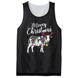 Cow Christmas Funny Mooey Xmas Lights Mesh Reversible Basketball Jersey Tank