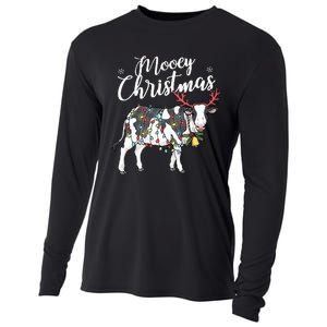 Cow Christmas Funny Mooey Xmas Lights Cooling Performance Long Sleeve Crew