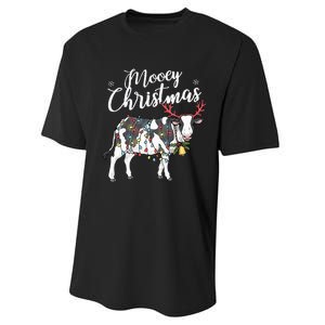 Cow Christmas Funny Mooey Xmas Lights Performance Sprint T-Shirt