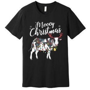 Cow Christmas Funny Mooey Xmas Lights Premium T-Shirt