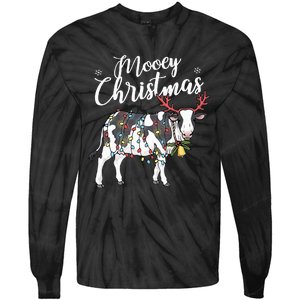 Cow Christmas Funny Mooey Xmas Lights Tie-Dye Long Sleeve Shirt