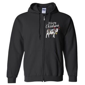 Cow Christmas Funny Mooey Xmas Lights Full Zip Hoodie