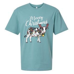 Cow Christmas Funny Mooey Xmas Lights Sueded Cloud Jersey T-Shirt