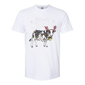 Cow Christmas Funny Mooey Xmas Lights Softstyle CVC T-Shirt