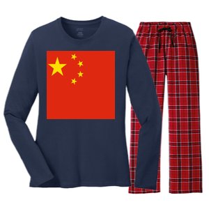 China Country Flag Women's Long Sleeve Flannel Pajama Set 