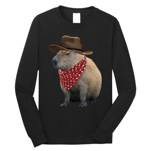 Cow Capybara Funny Howdy Capy Long Sleeve Shirt