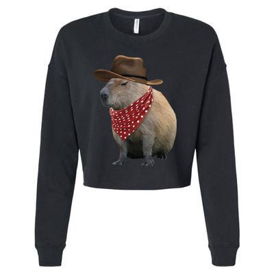 Cow Capybara Funny Howdy Capy Cropped Pullover Crew