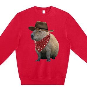 Cow Capybara Funny Howdy Capy Premium Crewneck Sweatshirt