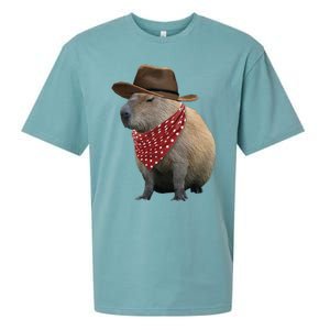 Cow Capybara Funny Howdy Capy Sueded Cloud Jersey T-Shirt