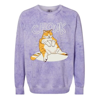 Chonker Cat Fat Cat Chonk Scale Chonky Meme Colorblast Crewneck Sweatshirt