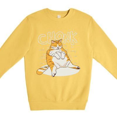 Chonker Cat Fat Cat Chonk Scale Chonky Meme Premium Crewneck Sweatshirt