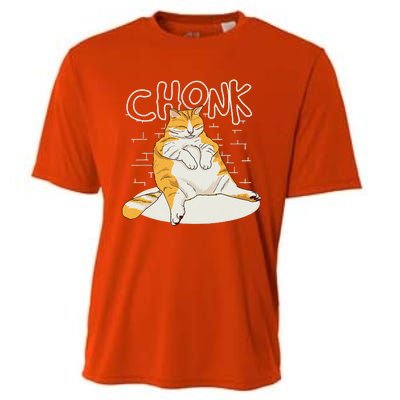 Chonker Cat Fat Cat Chonk Scale Chonky Meme Cooling Performance Crew T-Shirt